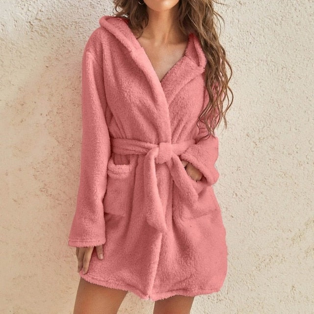 Premium Hooded Fleece Bathrobe